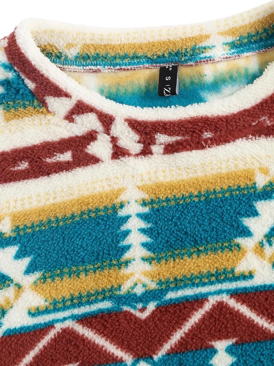 ZAFUL Women's Tribal Ethnic Graphic Cropped Knitwear Bohemian Long Sleeve Pullover Sweater Boho Drop Shoulder Knitted Top