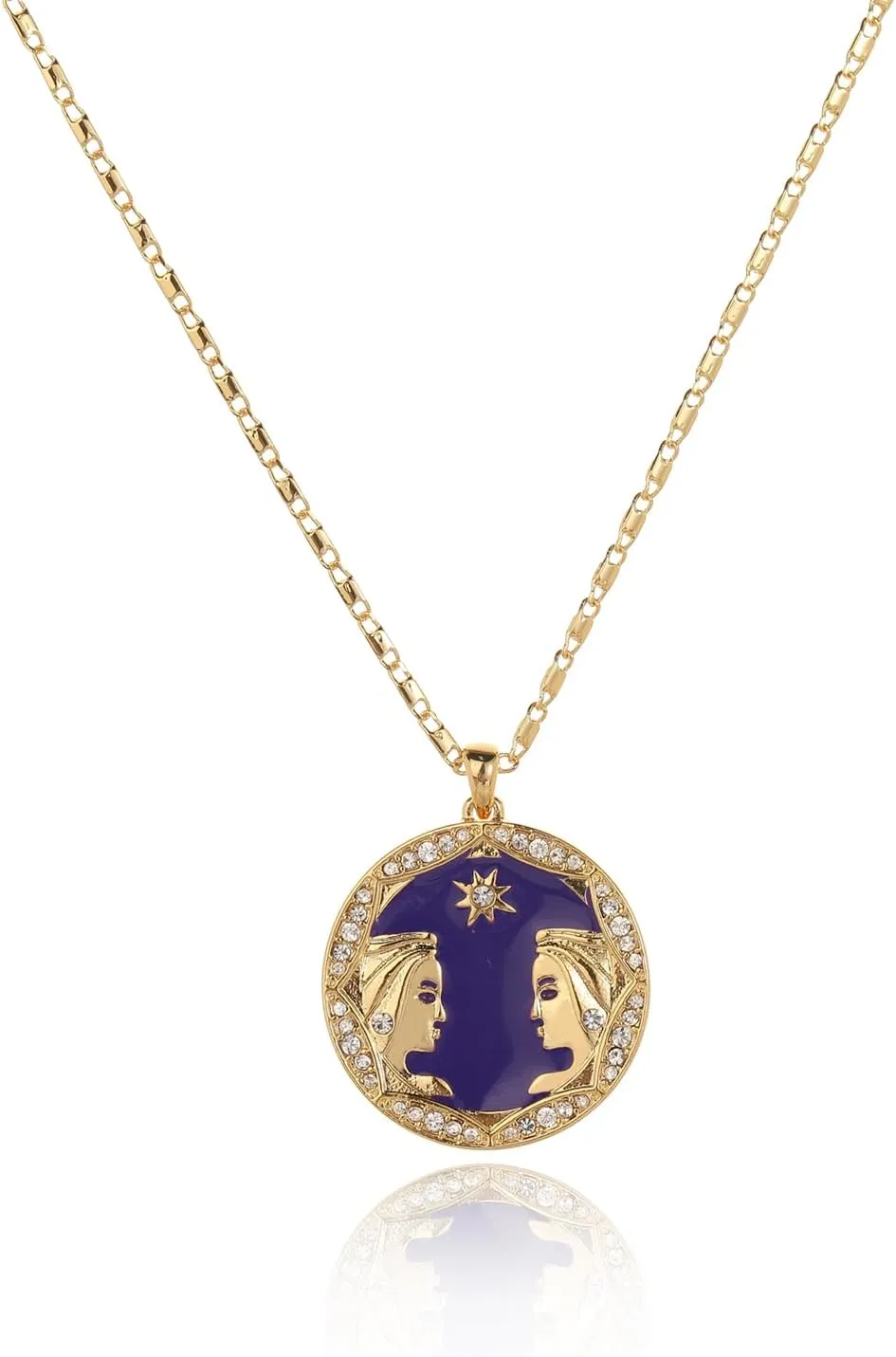 Zodiac Necklace for Women 18K Gold Astrology Jewelry Enamel Constellation Pendant CZ Pearl Jewelry Birthday Gifts for Women,Necklace for Wife Daughter Mom and Sister