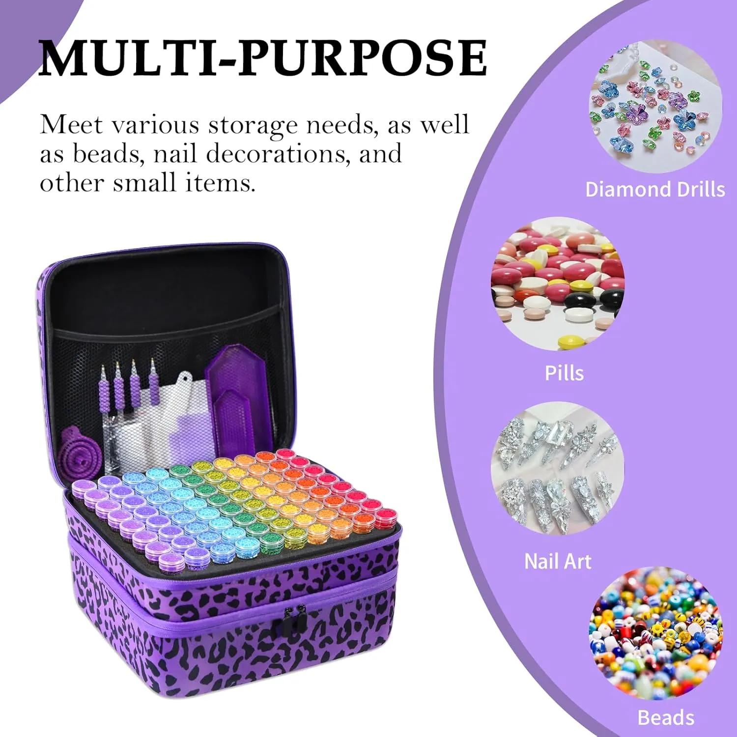 ZORETCO Diamond Painting Storage Box, 240 Slots Bead Storage Containers with Tools Kit for Diamond Art Accessories Craft Jewelry Beads Organizer